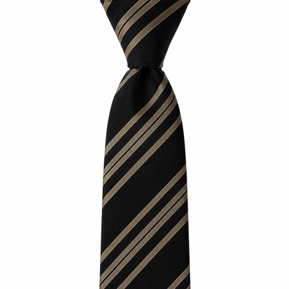 EGARA 100% Silk Tie Black Gold Gray Textured Diagonal Stripe NWT Men's Wearhouse